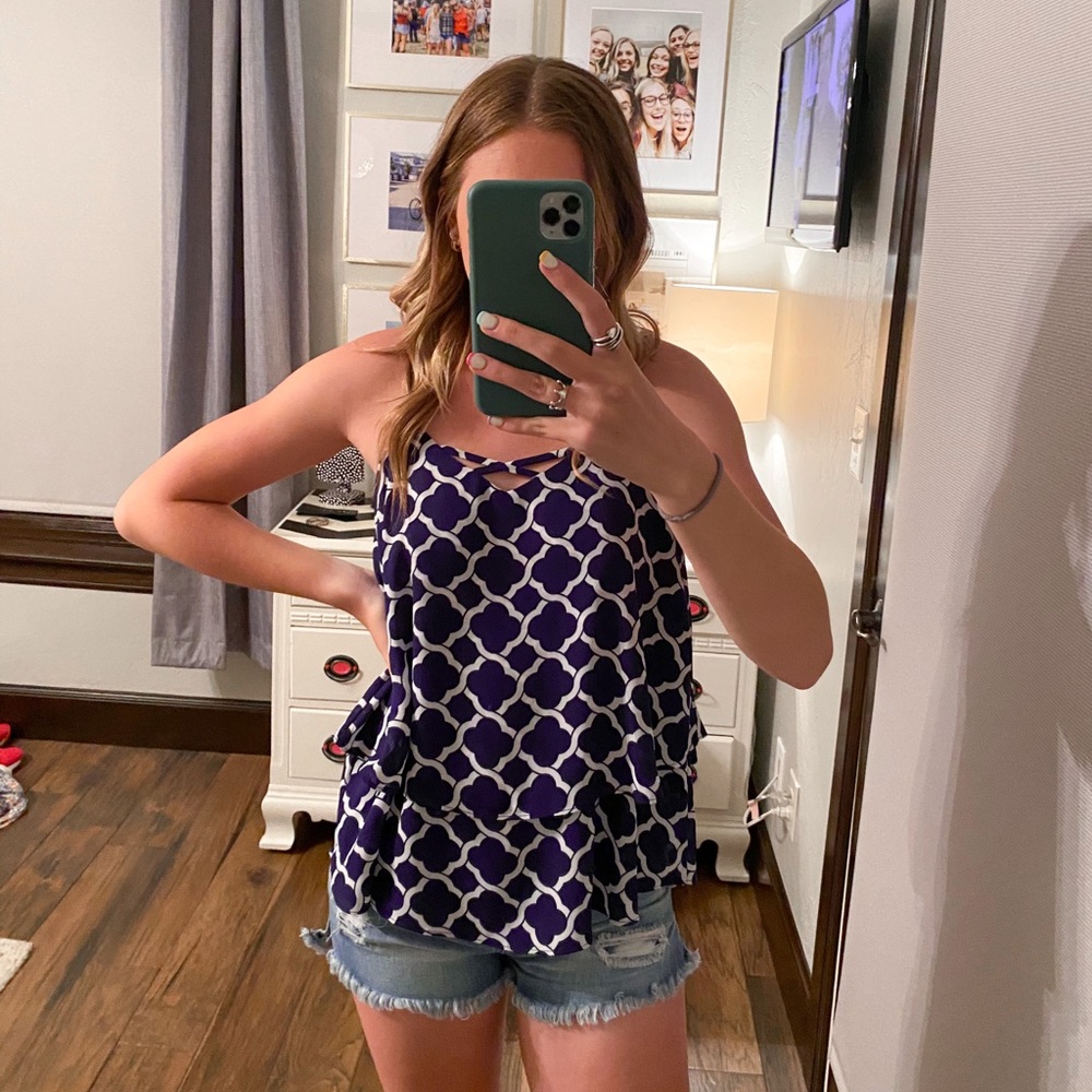 Navy Reversible Pattern Tank top